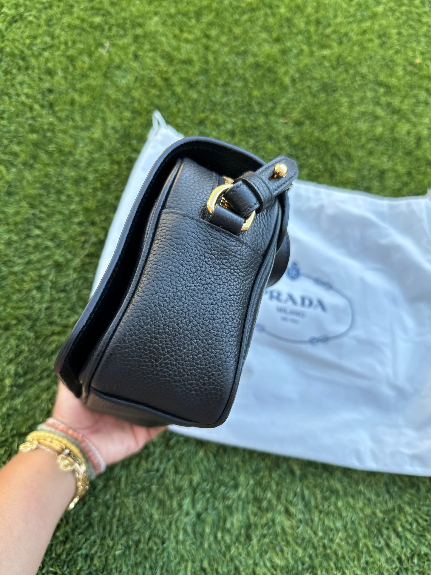 *NEW* PRADA flap crossbody leather bag Black