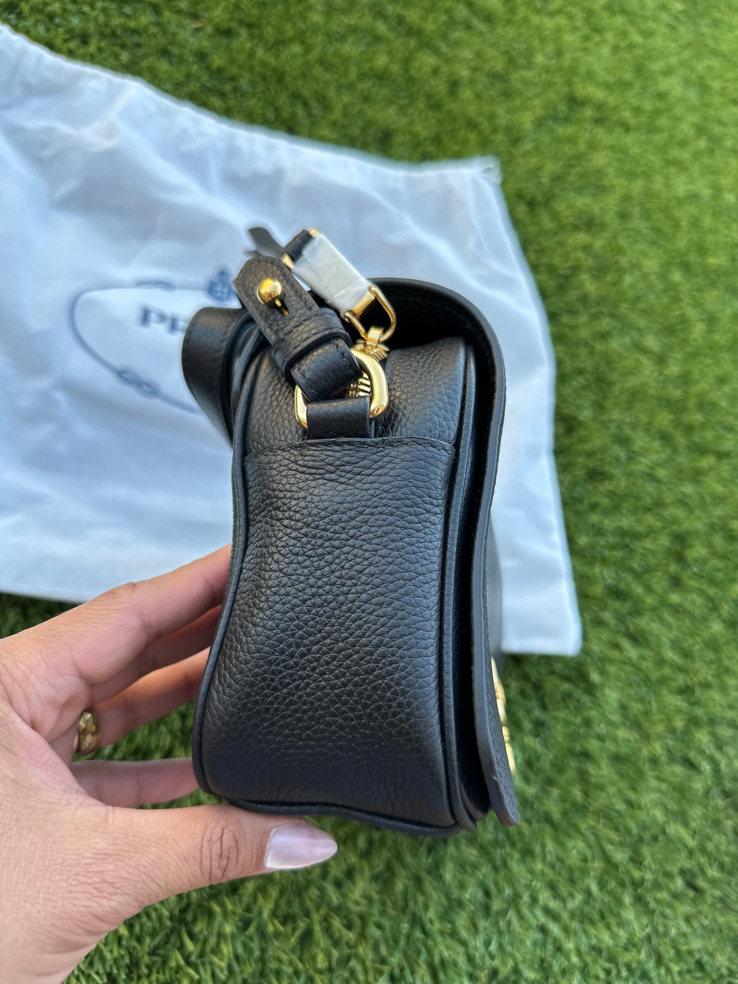 *NEW* PRADA flap crossbody leather bag Black