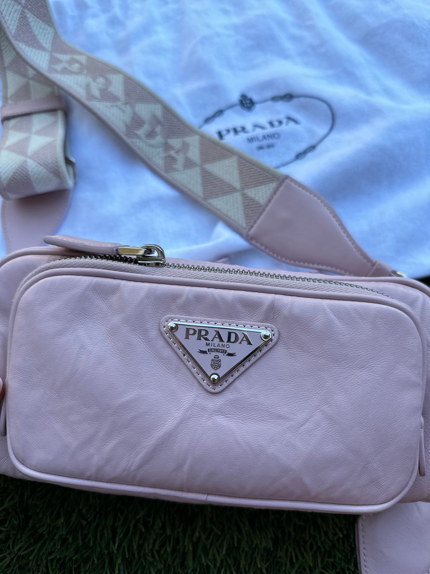 *NEW* PRADA Nappa Antique Shoulder Bag Multi Pocket Pink